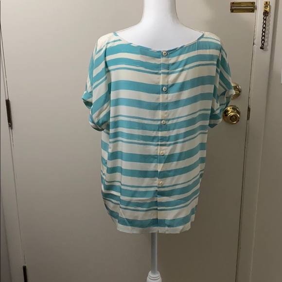 Fossil blue and white button back blouse - Picture 2 of 4